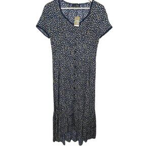 𝅺suzanne betro navy floral maxi ruffle dress